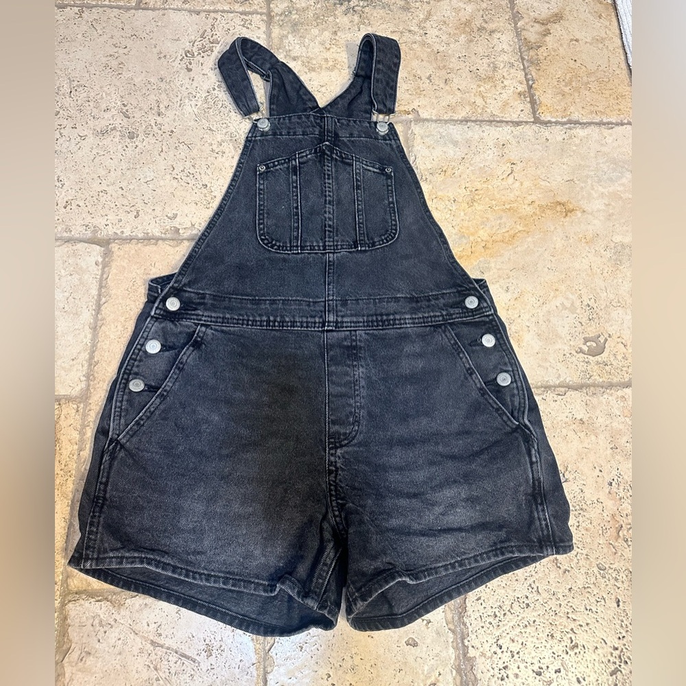 Old Navy Charcoal Black Denim Overalls